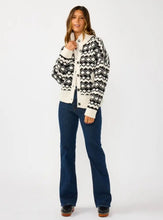 Geo Pattern Button Down Sweater Jacket