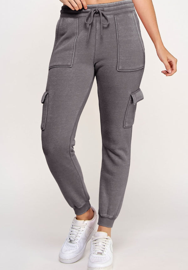 Fleece Burnout High Rise cargo Jogger
