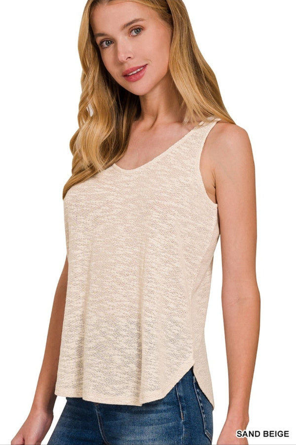 Double Scoop Slub Hacci Neck Tank Top