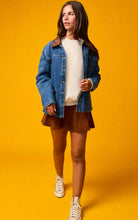 Washed denim contrast w/ suede collar Jacket