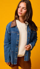 Washed denim contrast w/ suede collar Jacket