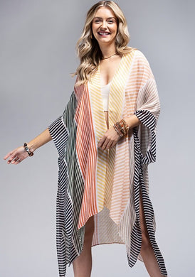 Multi Color Stripe Kimono