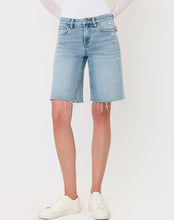 Mid Rise Raw Hem Light Wash Denim Jorts