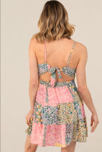 V Neck Lace Trim Open Tie Back Sundress