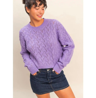 Cropped Cable Knit Sweater