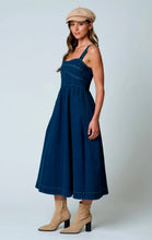 Sweetheart Corset Seam Detail Denim Midi Dress