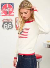 CONTRAST TRIM AMERICAN FLAG KNIT PULLOVER SWEATER