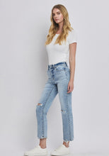 High Rise Distressed Straight Jean