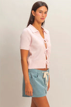 Tie-Front Short Sleeve Knit Top