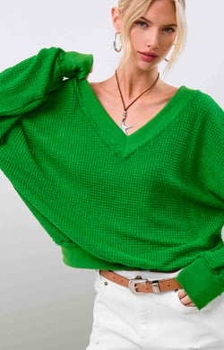 Waffle Textured Long Sleeve Top