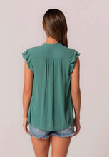 Flutter Short Sleeve Button Front Top