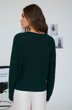 Pointelle V Stitch Rolled Edge Knit Sweater