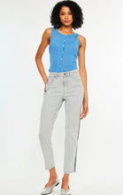 High Rise Stripe Slim Straight JEANS