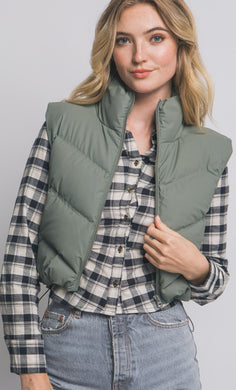 Cropped Vest With Adjustable Drawstrings