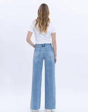 High Rise Clean Cut Raw Hem Wide Jeans