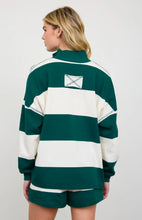Wide Stripe Half Zip Long Sleeve Knit Top