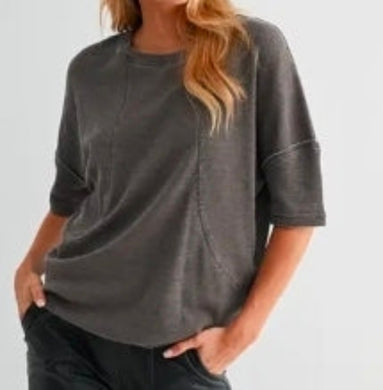 Cotton Blend Mineral Wash Waffle Short Sleeve Tee