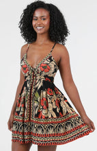 V Neck Printed Dress with Pockets