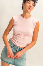 Ruched Waist Cap Sleeve Top