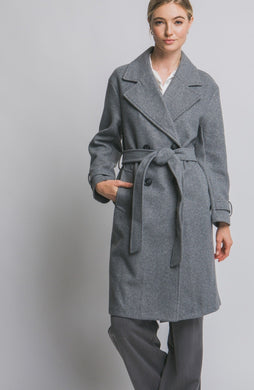 Double Breasted Belted Wrap Coat