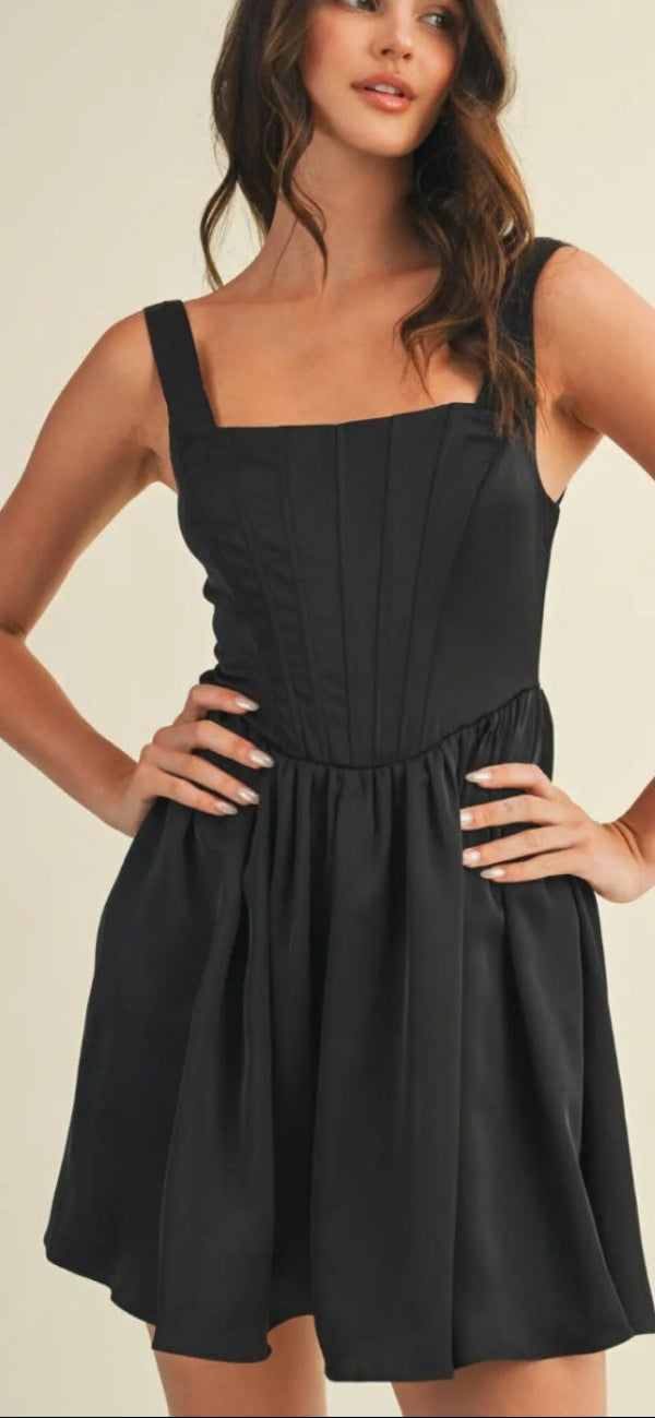 CORSET LINE SLEEVELESS FLARE DRESS