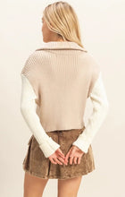 Contrasting Sleeves Sweater Cardigan