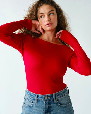 Barely There Boat Neck Micro-Ribbed Top