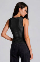 Mesh Boat Neck Ruched Front Sleeveless Knit Top