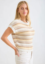 Multi-Color Stripe Short Sleeve Knit Pullover