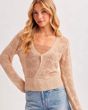 Open Knit Wrap V-Neck Sweater Top