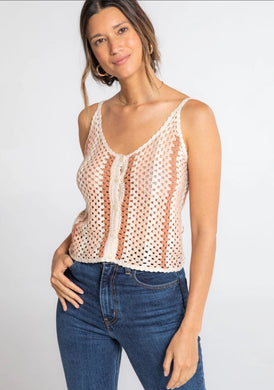 Striped Cropped Crochet Tank Top