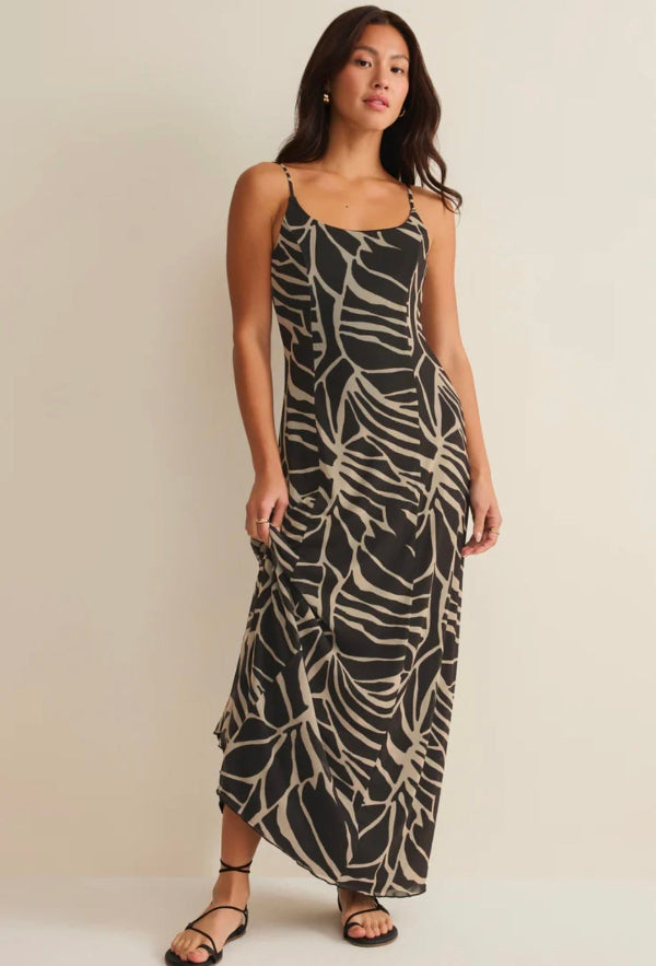 Charisma Tova Palm Midi Dress Black