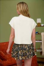 Mock Neck Pocket Detail Short Sleeve Knit Sweater