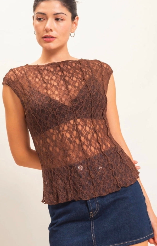 Lace Cap Sleeve Top