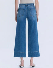 High Rise Trouser Hem Pin Tuck Ankle Wide Jeans