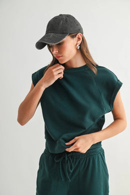 Offset French Terry Cap Sleeve Top