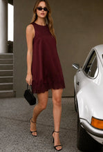 Satin Lace Hem Sleeveless Mini Dress
