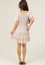V Neck Smocked Bodice Lace Trim Short Dress