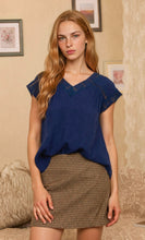 V Neck Lace Trim Cap Sleeve Top