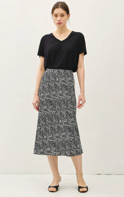Print Midi Skirt with Elastic Waistband