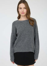 Solid Crewneck Front Seam Knit Sweater