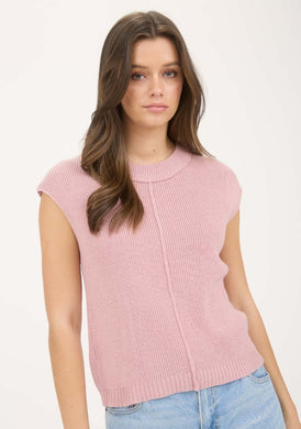 Sleeveless Crewneck Sweater Knit Top