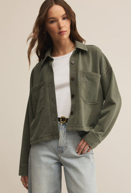 All Day Cropped Knit Jacket Hunter Green