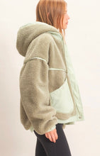 Contrast Panel Sherpa Hooded Jacket
