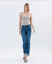 High Rise Cuffed Straight Jeans
