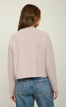 Raw Edge Mock Neck Button Down Cardigan