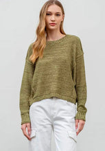 Exposed Seam Drop Shoulder Pullover Sweater
