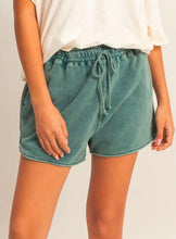 Acid Washed Elastic Waist Shorts