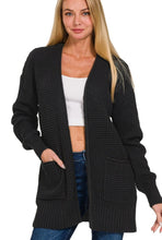 Low Gauge Waffle Open Cardigan Sweater