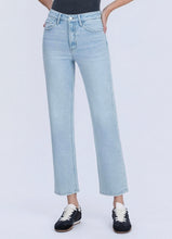 SUPER HIGH RISE LIGHT WASH TAPERED LEG JEANS